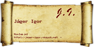 Jáger Igor névjegykártya
